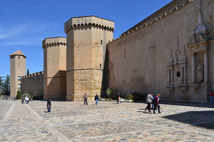 Poblet, torres i part de la façana de l'església